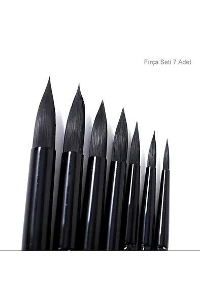 Fırça Seti, Tahrir Fırçası, Minyatür, Tezhip, Resim, Suluboya, Yağlı Boya-7'li Set ürün görseli