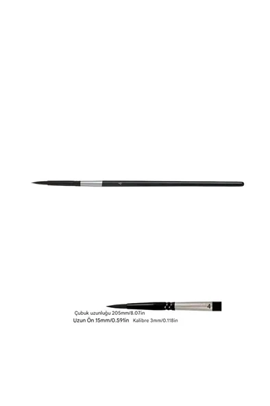 Profesyonel Sincap Saçı Fırça No:4-Tahrir Fırçası, Detay Boyama, Sulu Boya, Akrilik, Guaj, Yağlıboya ürün görseli