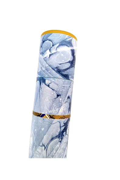 Ebru desenli kubur, fırça, kağıt , kalem saklama kutusu, süngerli silindir kutu, fırçalık-No:1 - Resim 2