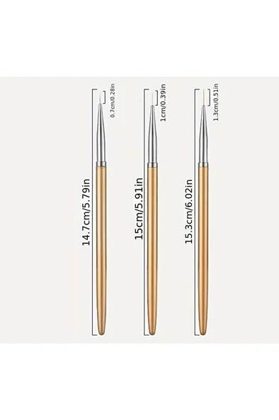 Detay Fırçası-ince Uçlu Fırça-tırnak Süsleme Fırça Seti-desen Fırçası, Altın Fırça Seti-3 Ad - Resim 2