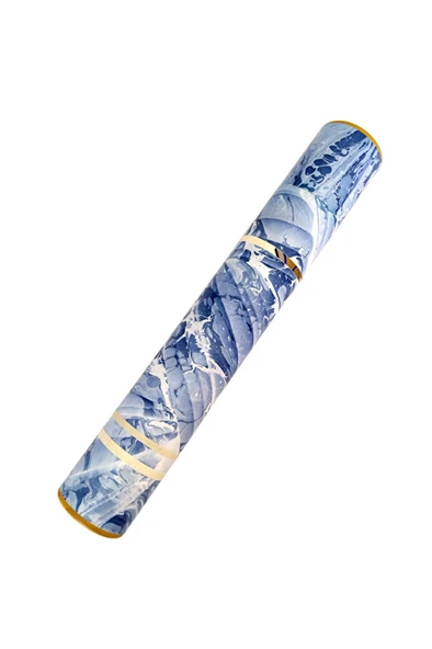 Ebru desenli kubur, fırça, kağıt , kalem saklama kutusu, süngerli silindir kutu, fırçalık-No:5 ürün görseli