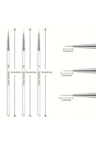 Detay fırça seti şeffaf-ince uçlu fırça-tırnak süsleme fırçası-desen fırçası, altın fırçası-3 Ad - Resim 2