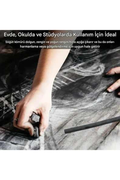 Eskiz çizimi ve tonlama, kara kalem, doğal söğüt kömürü çubukları 5/7mm-25 adet - Resim 4