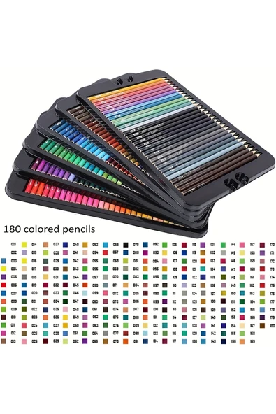 180 Renkli profesyonel sulu boya kalem seti, suluboya kalemleri, hediye kalem seti, yüksek pigment - Resim 6