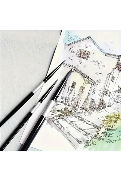 Profesyonel Sincap Saçı Fırça No:0-Tahrir Fırçası, Detay Boyama, Sulu Boya, Akrilik, Guaj, Yağlıboya - Resim 8