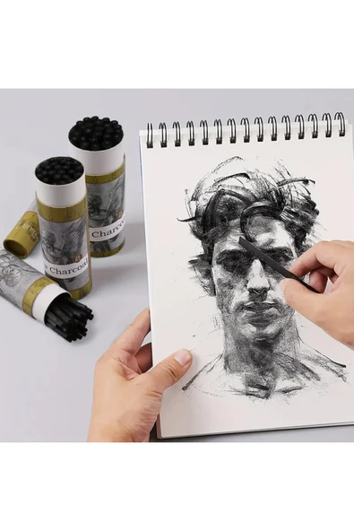 Eskiz çizimi ve tonlama, kara kalem, doğal söğüt kömürü çubukları 5/7mm-25 adet - Resim 3