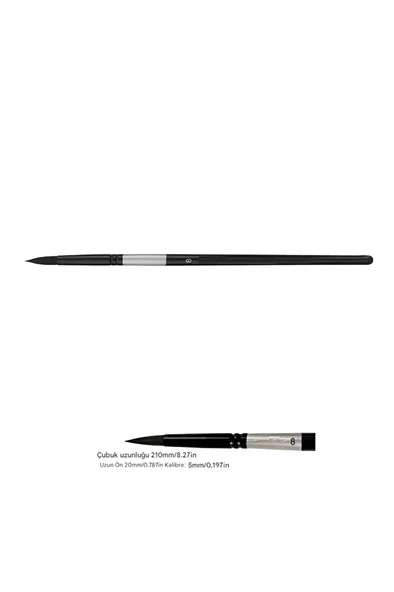 Profesyonel Sincap Saçı Fırça No:8-Tahrir Fırçası, Detay Boyama, Sulu Boya, Akrilik, Guaj, Yağlıboya ürün görseli