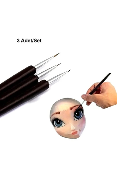 Detay Fırçası-ince Uçlu-tırnak Süsleme Fırça Seti-desen Fırçası, Altın Fırça Seti 0-00-000 (3 Ad) ürün görseli