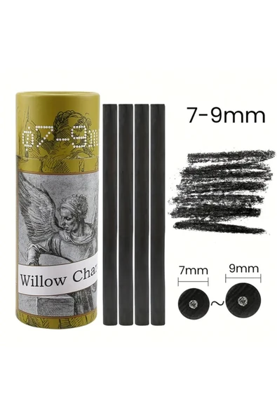 Eskiz çizimi ve tonlama, kara kalem, doğal söğüt kömürü çubukları 7/9mm-25 adet ürün görseli