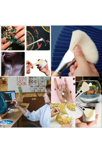 Seramik çini sırlama fırça seti, yaldızlama, vazo, cam, akrilik boyama, Premium-Set 9 Adet - Resim 5