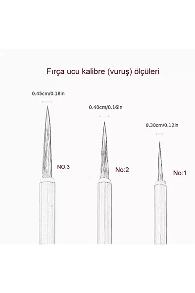 Tahrir Fırçası No:3 Numara L Beden 2.7cm Uç Uzunluğu-(ÇİNİ, SERAMİK, TEZHİP, MİNYATÜR, BOYAMA) - Resim 4