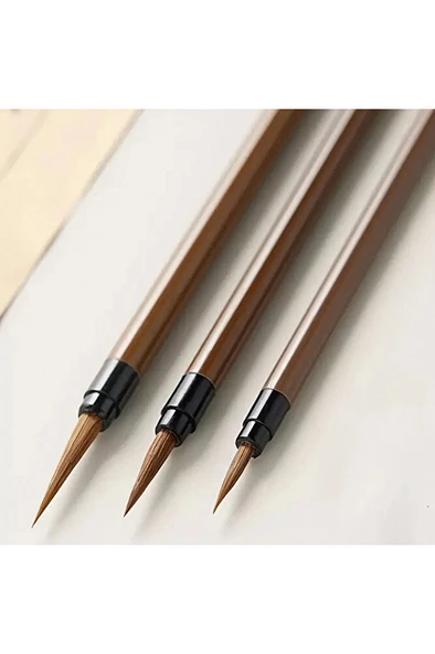 Tahrir fırça seti, çini, seramik, tezhip, minyatür, çiçek boyama, resim 11 parça-Set - Resim 7