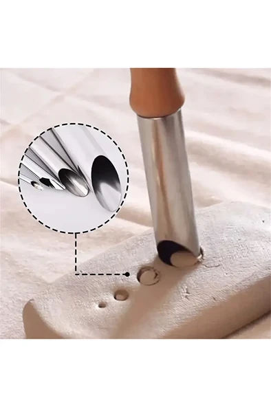 Kil Delik Açacağı, Modelleme Delik Açma, Çölekçilik, Ahşap Saplı Paslanmaz Çelik-Set 4 Adet - Resim 2