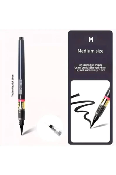 Brush pen, hazneli fırça uçlu kalem, çini, seramik, tahrir fırçası, çizim fırça, 1 Adet-M - Resim 2