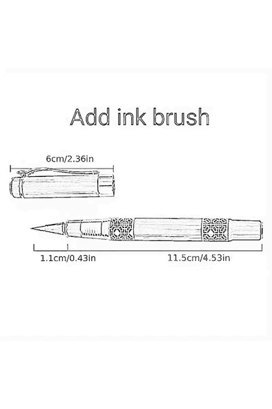 Fırça Uçlu Dolma Kalem, Brush Pen, Kurt Kılı, Hazneli, Siyah-Çini, Seramik tahrir Fırçası No:1 - Resim 5