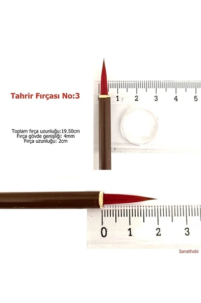 Tahrir Fırçası Kurt Kılı No:3-çini, seramik, tezhip, minyatür, kalın gövde, brush-1 Adet - Resim 3