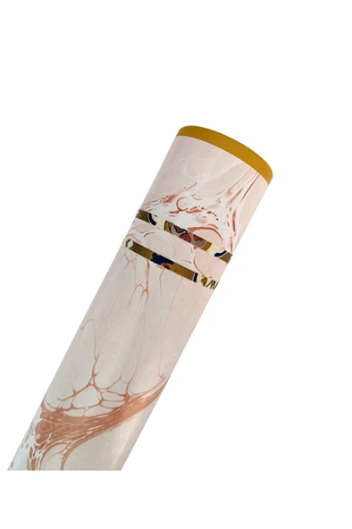 Ebru desenli kubur, fırça, kağıt , kalem saklama kutusu, süngerli silindir kutu, fırçalık-No:3 - Resim 2