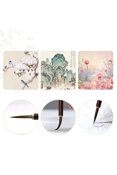 Tahrir fırça seti, çini, seramik, tezhip, minyatür, çiçek boyama, resim 11 parça-Set - Resim 6