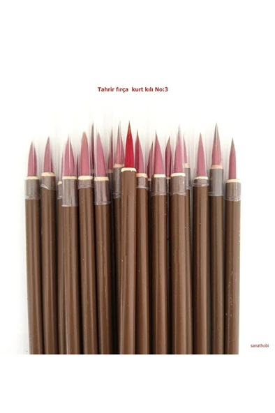 Tahrir Fırçası Kurt Kılı No:3-çini, seramik, tezhip, minyatür, kalın gövde, brush-1 Adet - Resim 5