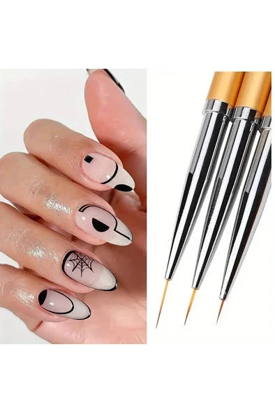 Detay Fırçası-ince Uçlu Fırça-tırnak Süsleme Fırça Seti-desen Fırçası, Altın Fırça Seti-3 Ad - Resim 5