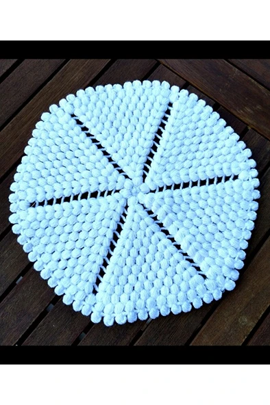 Banyo Lifi beyaz renk, duş bezi, el örgüsü, çeyizlik, altıgen çap:26cm ürün görseli