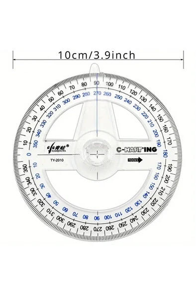 360° Protractor cetvel, Şeffaf Matematik, Geometri, Tasarım ve Sanat Projeleri için İdeal-1ad ürün görseli