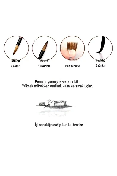 Tahrir Fırçası kurt kılı Büyük Boy, Sırlama, Çini, Vazo, Seramik, Sulu Boya, Resim-Askılı 1 Adet - Resim 4