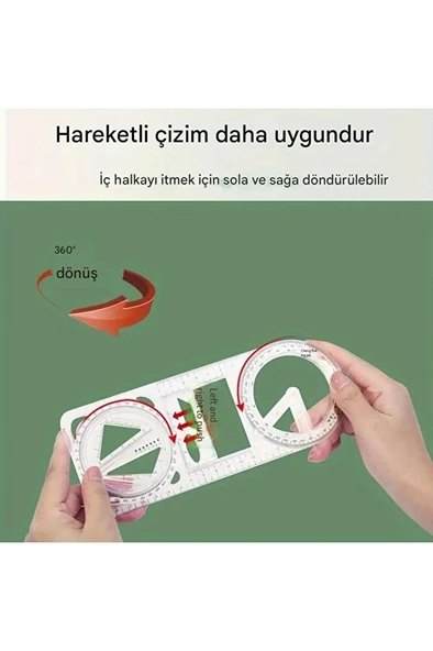 Dönebilen geometri cetvel, üçgen cetvel, çizim şablonu, çok fonksiyonlu cetvel seti-1Ad - Resim 2
