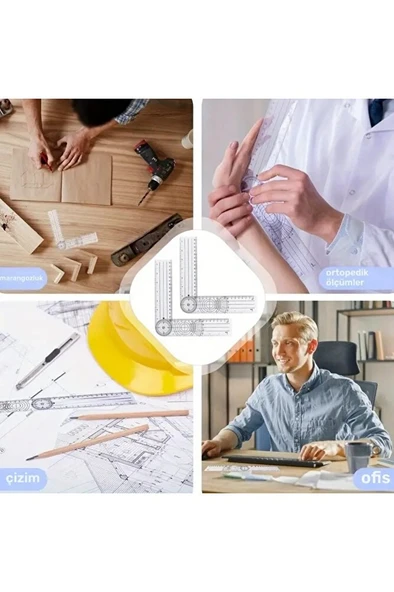 Eklem Açısı Ölçüm Cetveli, Sanatçılar, Tasarımcılar ve Öğrenciler için Uygun 180° Çift İnç/cm-1Ad - Resim 4