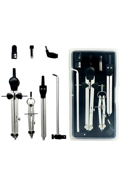 Pergel seti ayaklı, profesyonel, metal hassas ayarlama, mimarlık, mekanik, sanat ve hobi işleri ürün görseli