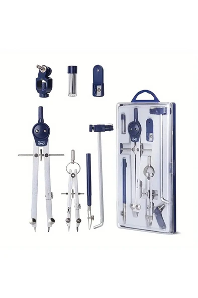 Pergel takımı ayaklı, paslanmaz çelik, mimarlık, mekanik, pergel seti, trilin-kutusunda-mavi renk ürün görseli