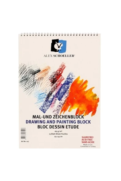 Alex Schoeller Resim Defteri, teknik çizim defteri 25X35 Spiralli 165 Gr 15 Yaprak ürün görseli