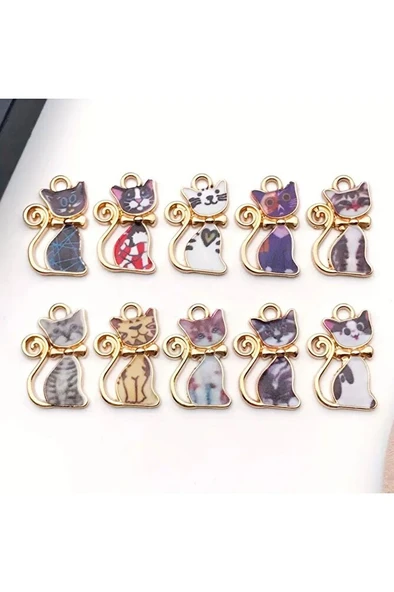 Vintage kolye, nostalji kolye, özel tasarım boyalı retro kolye-10 adet - 3