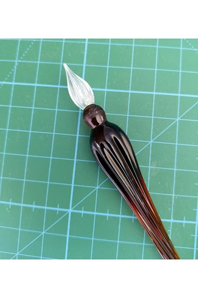 El yapımı cam kalem, cam kalem, cam çizim kalemi, kaligrafi kalem-Kehribar sarısı - 3