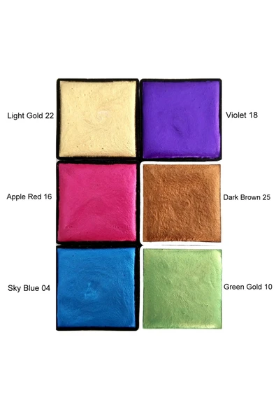 Metalik yaldız sulu boya seti, mega boy, el yapımı, profesyonel sanatçı boyası, 6 renk-set:02