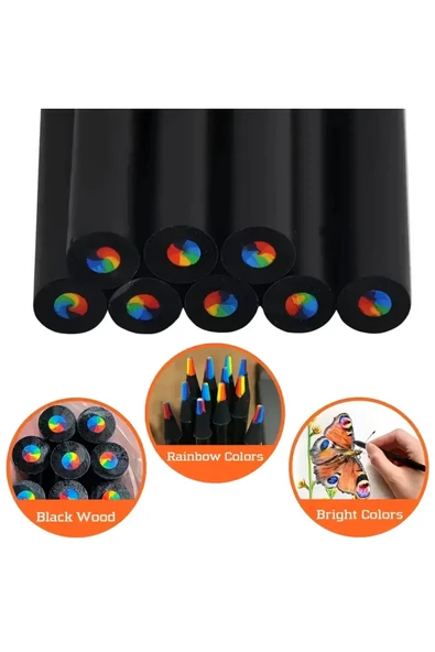 Çok Renkli Kalemler, Gökkuşağı Rengarenk Kalemler, Anaokulu Kalem, Çocuk Etkinlik Hediye 6 kalem - Resim 2