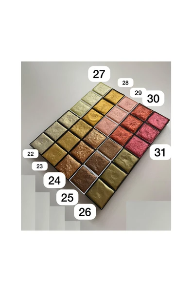 Metalik yaldız sulu boya seti, mega boy, el yapımı, profesyonel sanatçı boyası, 6 renk-set:04 - 6