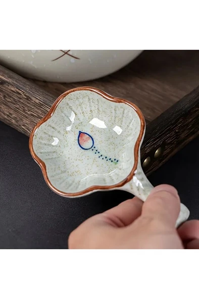 Porselen mürekkep hokkası, çiçek şeklinde seramik mürekkep kabı, sunum tabağı-No:1 - Resim 2