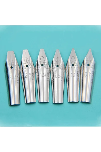 Kaligrafi divit uç seti, dolma kalem uçları, paslanmaz çelik 0.7-2.9mm arası-6 adet set ürün görseli