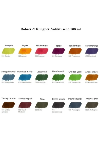 Rohrer & Klingner Antik Mürekkep 28-Modern sanatçılar için profesyonel 100ml 640-umbra - Resim 3