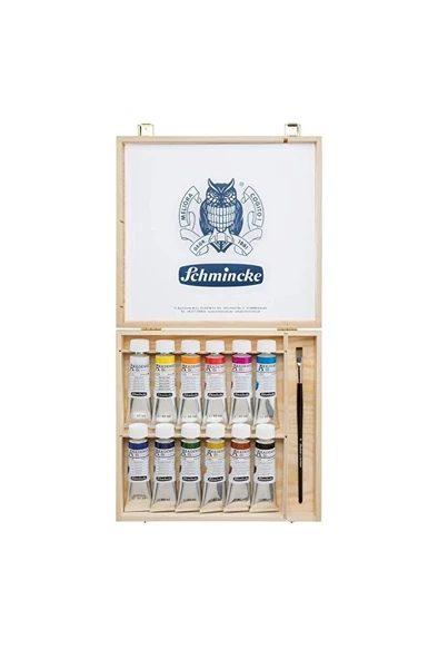 Schmincke Akademie Öl Color Wooden Box Oil Paint Set 12 X 60 Ml-akrilik Set 79112097 ürün görseli