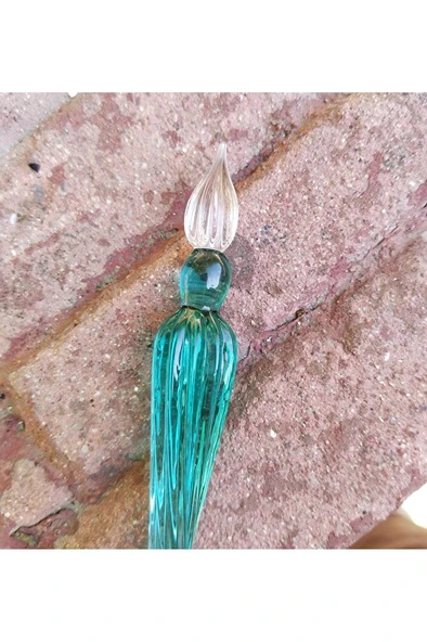 El Yapımı Cam Kalemi, Cam Kalem, Cam Çizim Kalemi, kaligrafi Kalem-Buz Yeşili - Resim 3