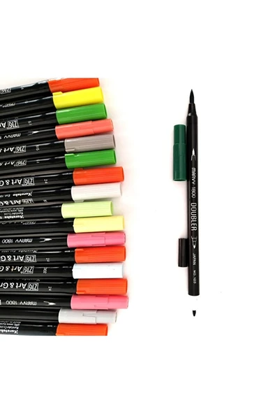 Zig Art&Graphic Twin Tut-80 ve Marvy Brush kalem seti-18 Adet set - Resim 3