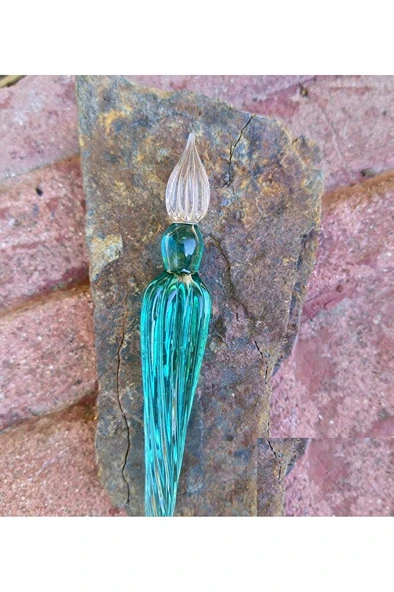 El Yapımı Cam Kalemi, Cam Kalem, Cam Çizim Kalemi, kaligrafi Kalem-Buz Yeşili - Resim 2