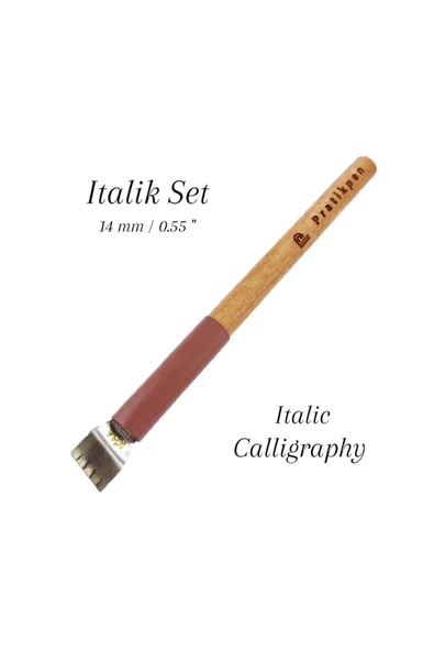Pratikpen Italik Kaligrafi Kalemi, Yan Kesik, Kalem Sapı Kayın Ağacı 14.0mm ürün görseli