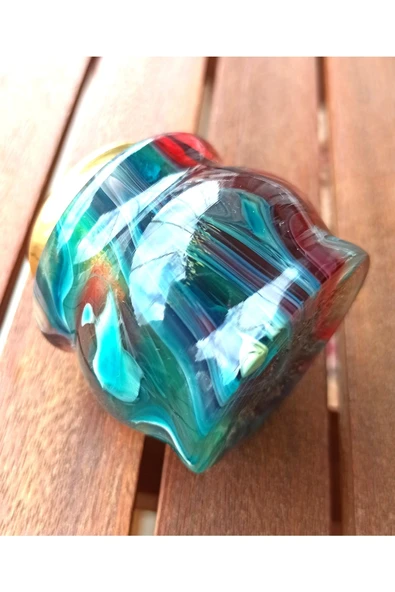 Özel El Yapımı, Pirinç Hazneli Hokka-multicoluour-yeşil Desenli - Resim 6