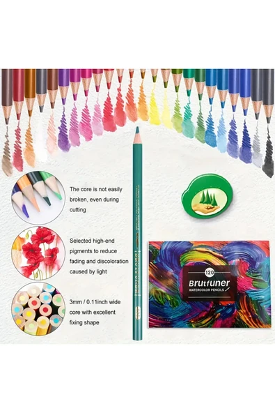 120 Renkli sulu boya kalem seti, suluboya kalemleri, hediye kalem seti, yüksek kaliteli pigment - Resim 3