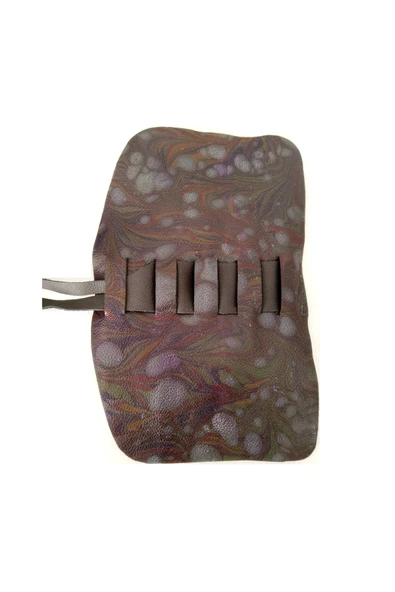 Deri Kalemlik Siyah Renk-orjinal ebru desenli 4'lü - Resim 2