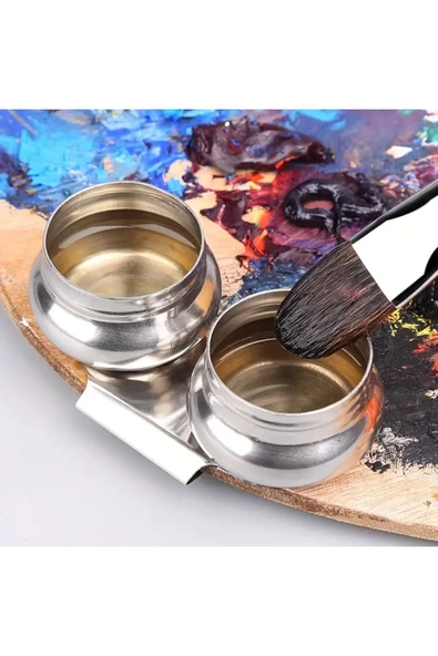 Çelik Gode, Paslanmaz Çelik, Boya Kupa, Yağ Kabı, Fırça Yıkama Kabı-çiftli - Resim 5