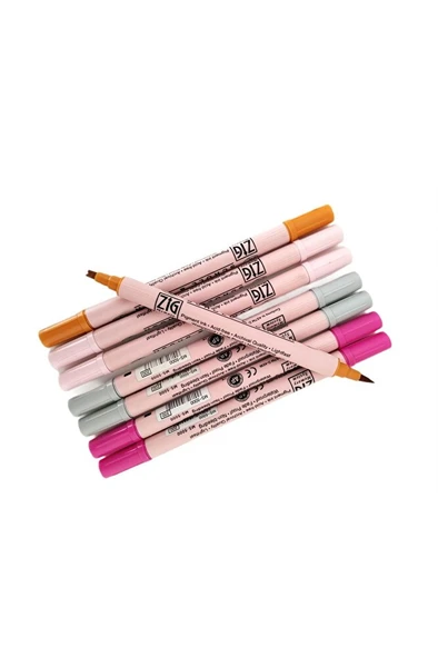 Zig Scroll & Brush Çift Çizgi Ve Fırça Uçlu Kaligrafi Kalemi, davetiye kalemi-8 Adet ürün görseli